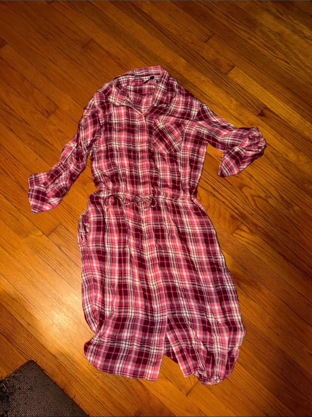 Women’s Lauren Ralph Lauren Plaid Pink Shirt Dress size 8 flattering w/ pockets